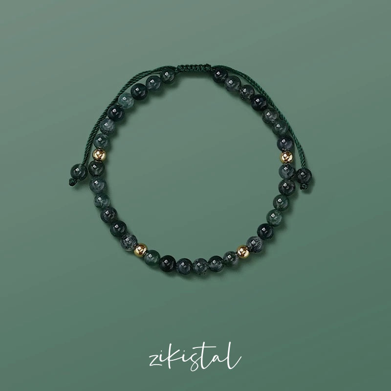 Seaweed Green Agate 18K Gold Bracelet