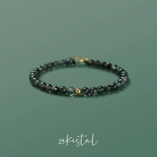 Seaweed Green Agate 18K Gold Bracelet