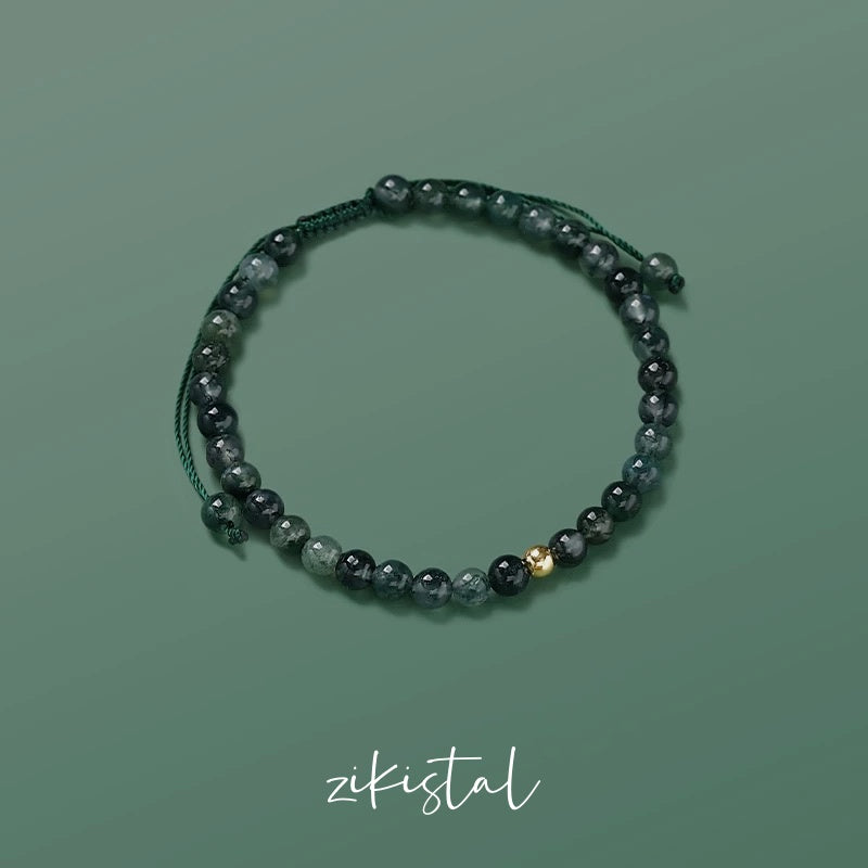 Seaweed Green Agate 18K Gold Bracelet