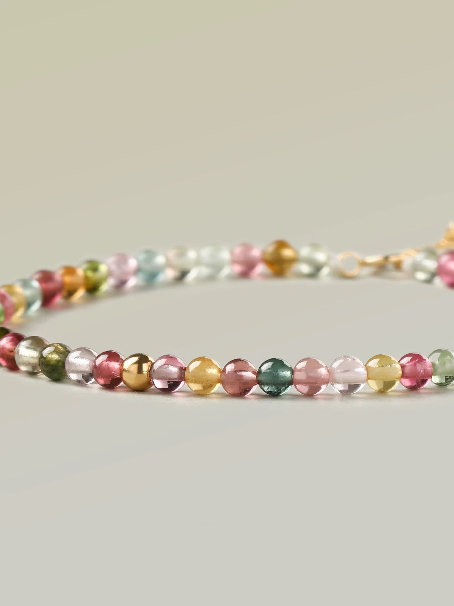 Gold-Plated 925 Sterling Silver Natural Tourmaline Bracelet