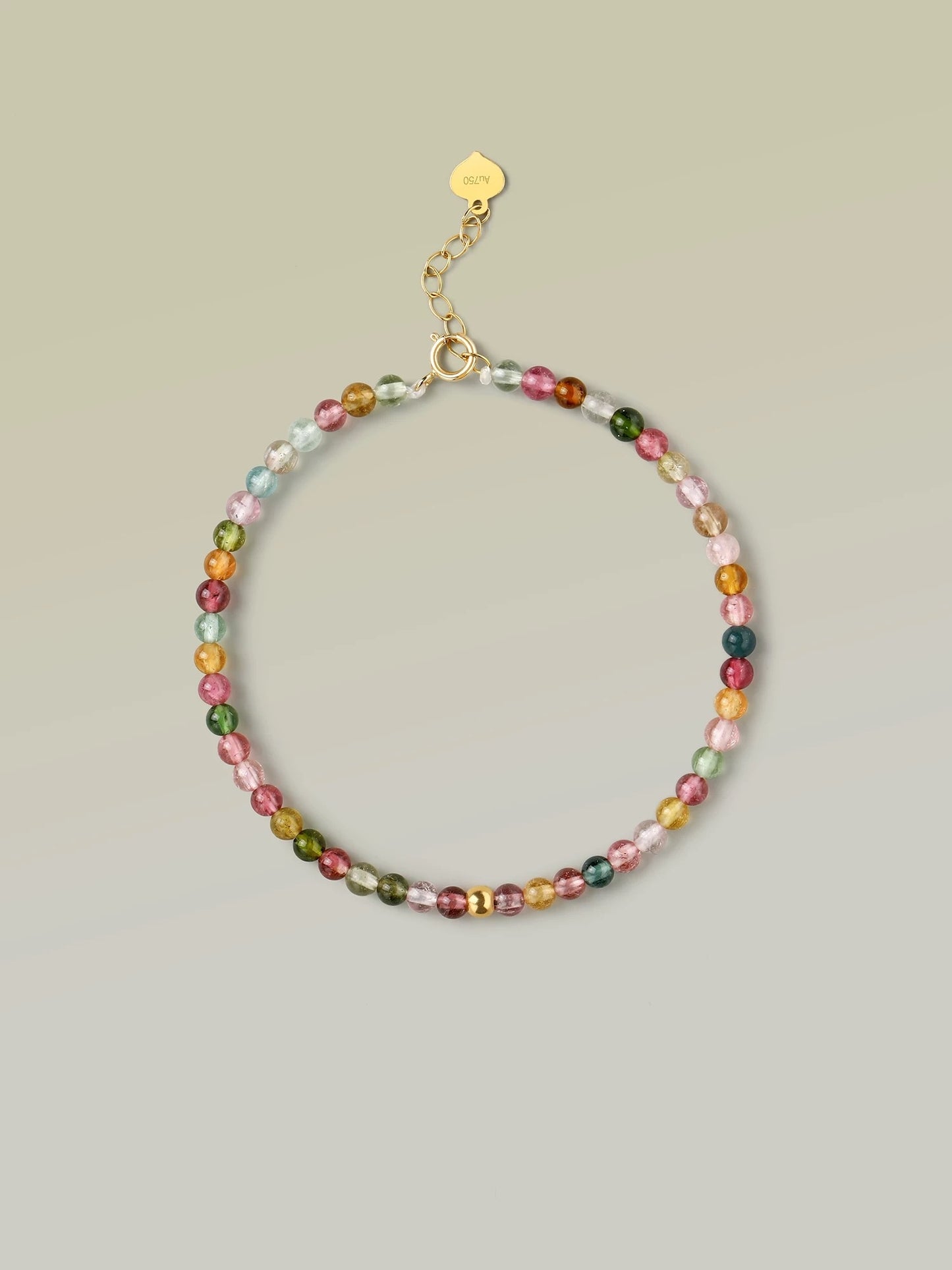 Gold-Plated 925 Sterling Silver Natural Tourmaline Bracelet