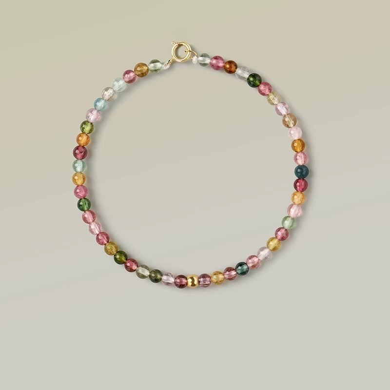 Gold-Plated 925 Sterling Silver Natural Tourmaline Bracelet