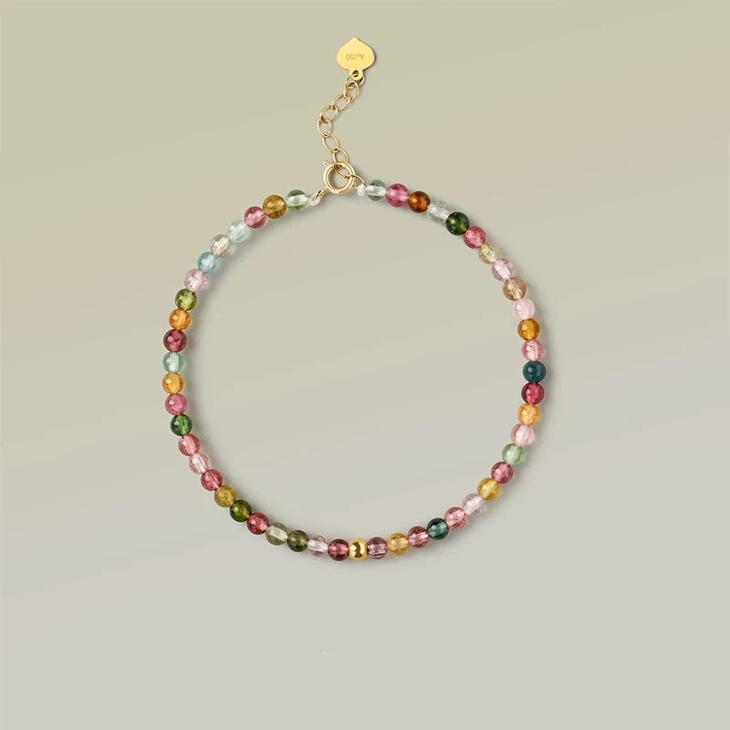 Gold-Plated 925 Sterling Silver Natural Tourmaline Bracelet