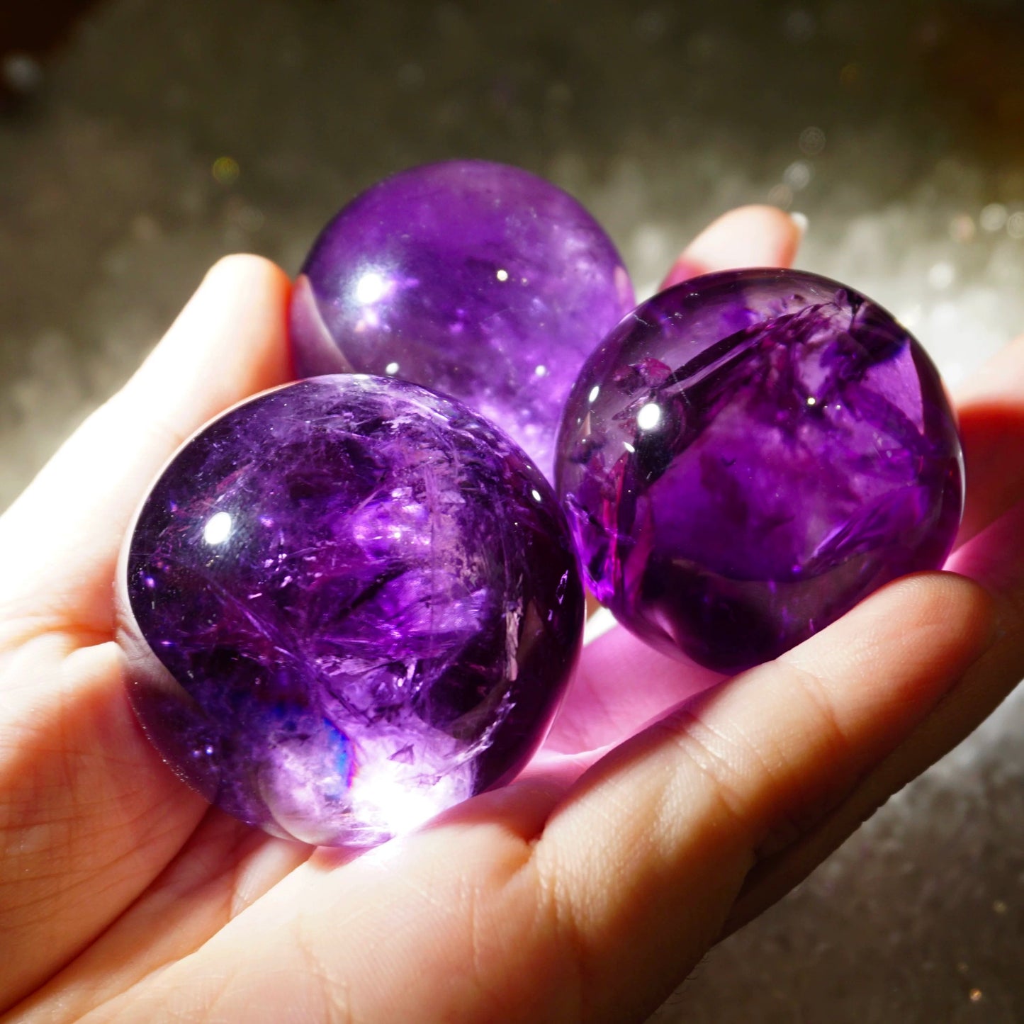 Natural Amethyst Sphere Ornament, Polished Collectible Purple Amethyst from Uruguay Brazil