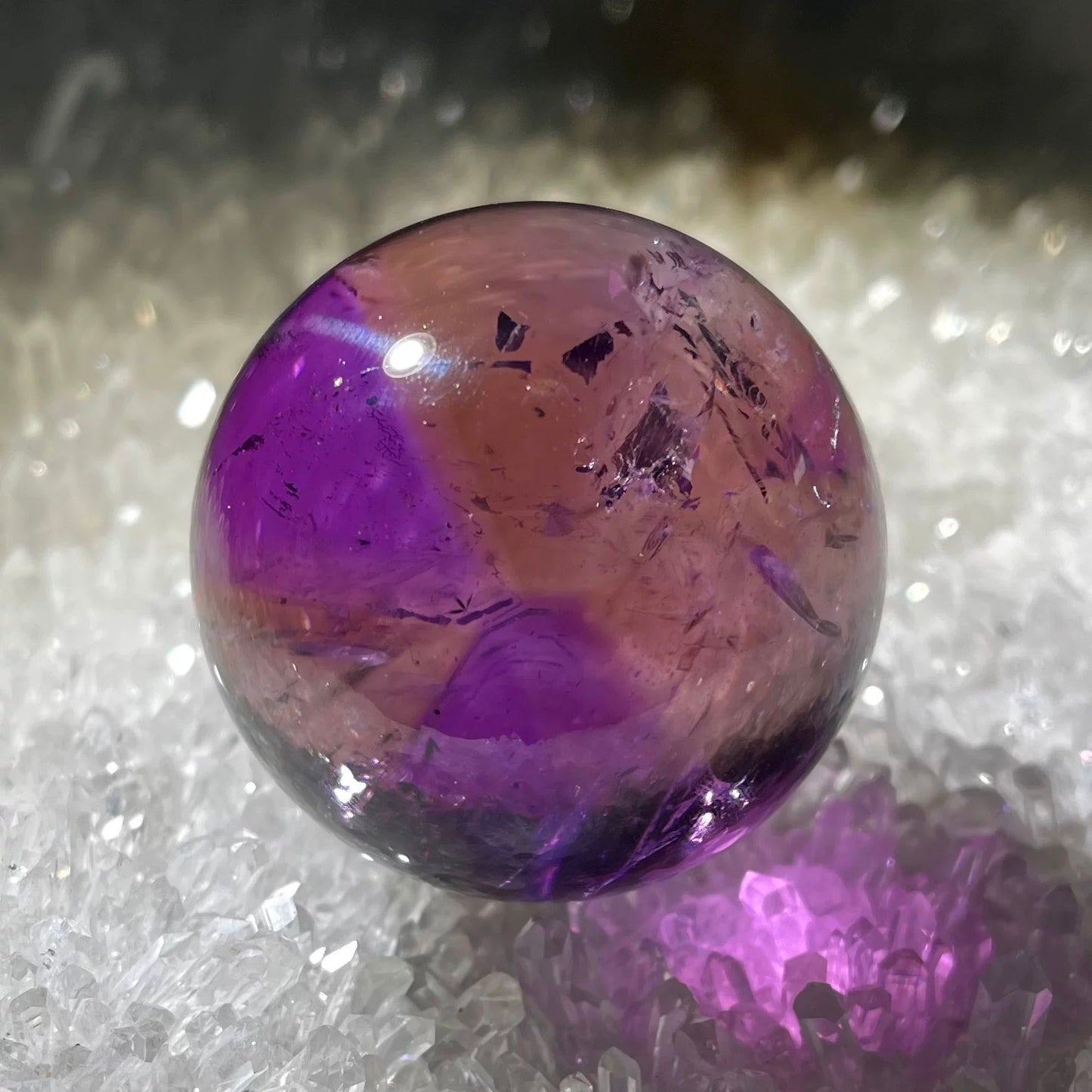 Natural Amethyst Sphere Ornament, Polished Collectible Purple Amethyst from Uruguay Brazil